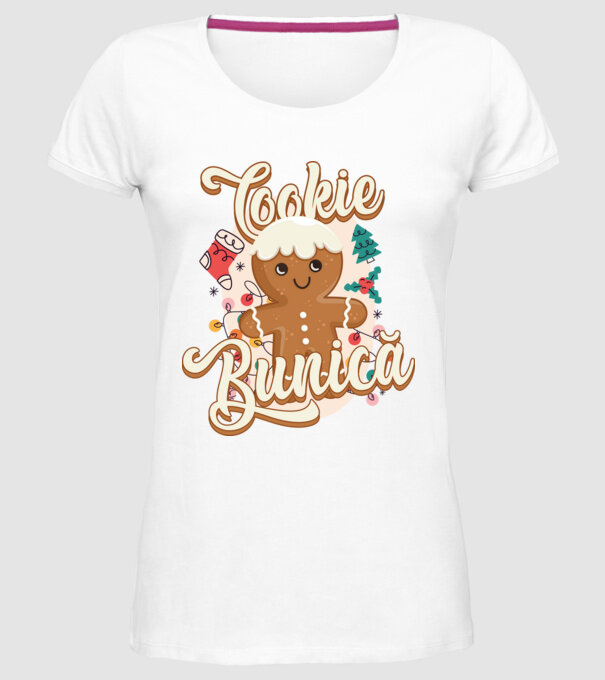 Cookie bunică model alb pe tricou