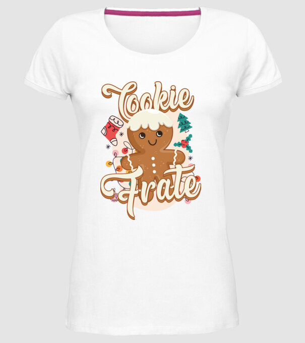 Cookie frate model alb pe tricou