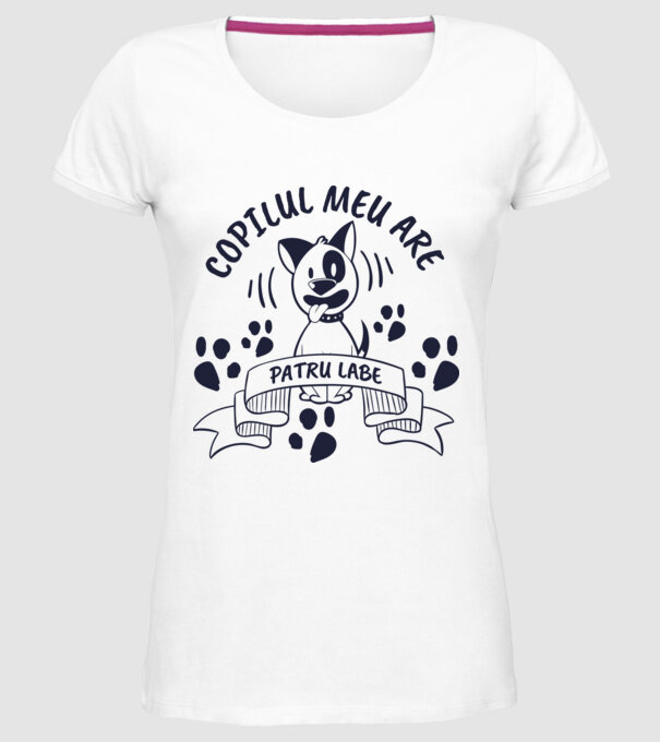 Copilul meu are patru labe model alb pe tricou