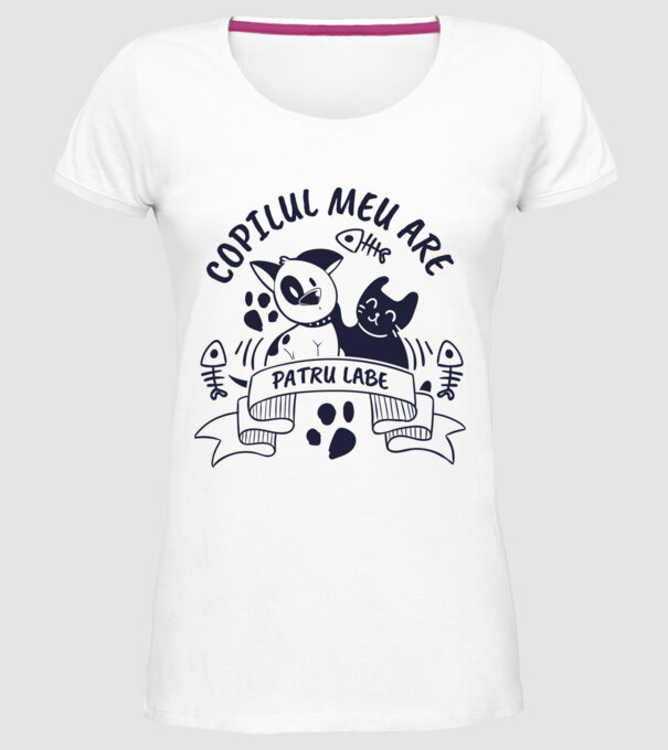 Copilul meu are patru labe model alb pe tricou