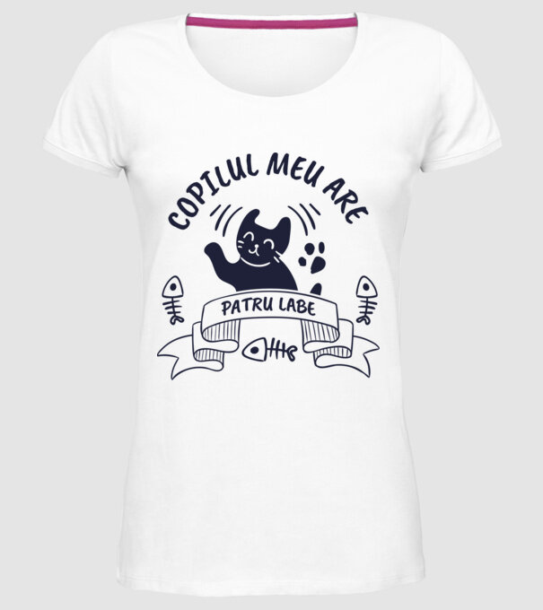 Copilul meu are patru labe model alb pe tricou