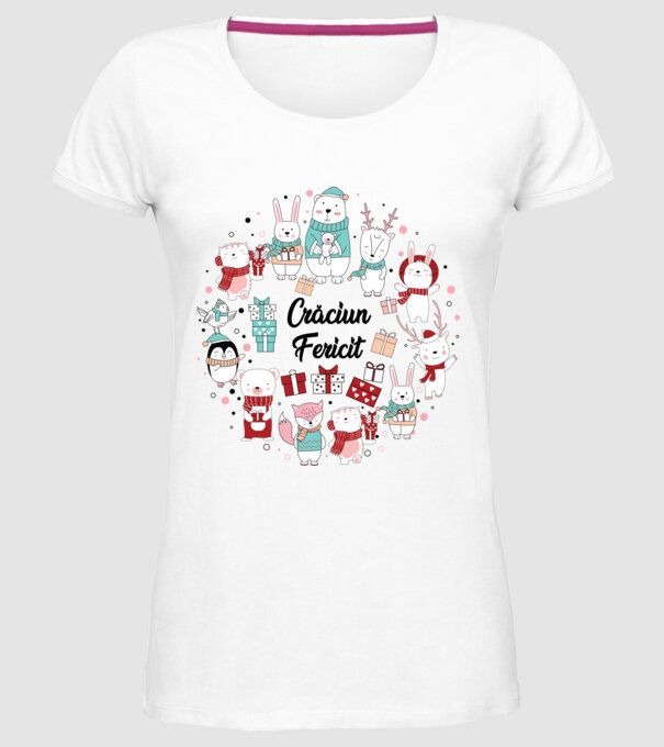 Crăciun Fericit model alb pe tricou