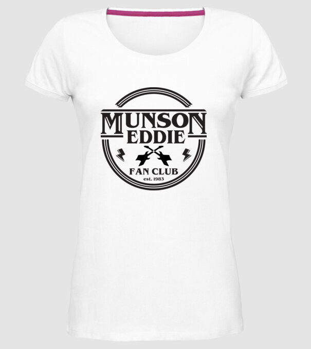 eddie munson fan club est 1983 model alb pe tricou