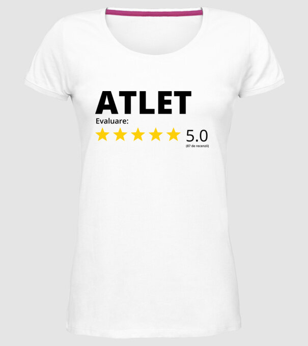 Evaluare 5 ATLET model alb pe tricou