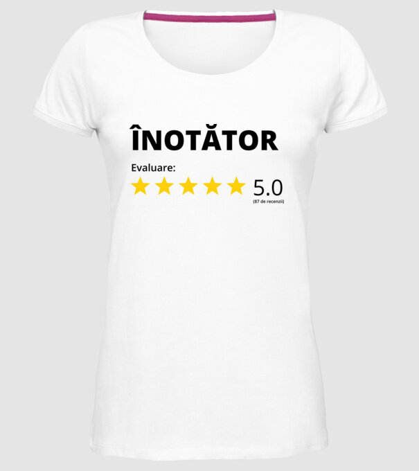 Evaluare 5 ÎNOTĂTOR model alb pe tricou