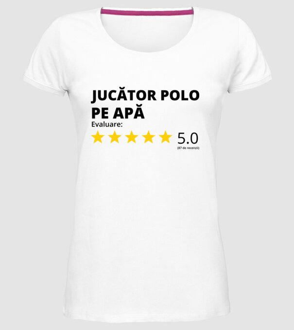Evaluare 5 JUCĂTOR POLO PE APĂ model alb pe tricou