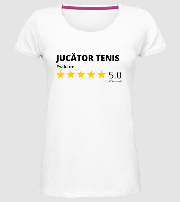 Evaluare 5 JUCĂTOR de TENIS model alb pe tricou