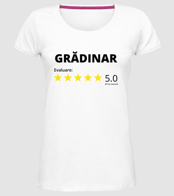 Evaluare Grădinar model alb pe tricou