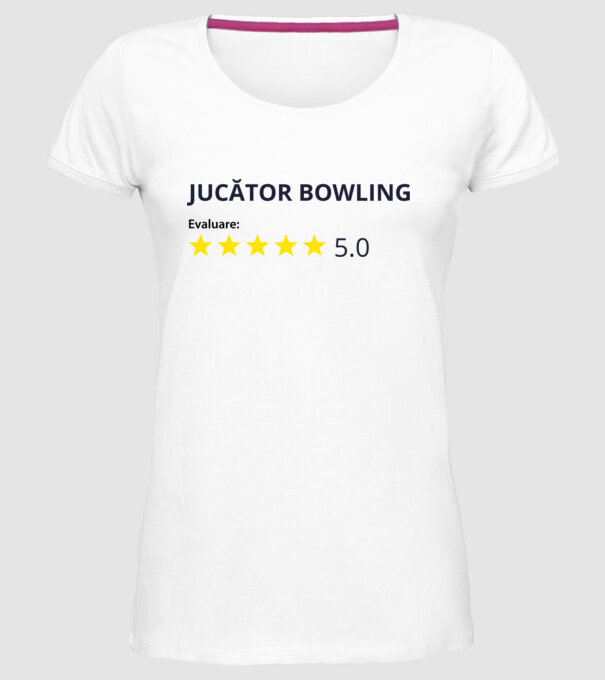 evaluare: jucător bowling de 5 stele model alb pe tricou
