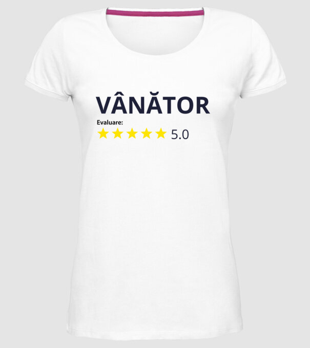 evaluare: vânător de 5 stele model alb pe tricou