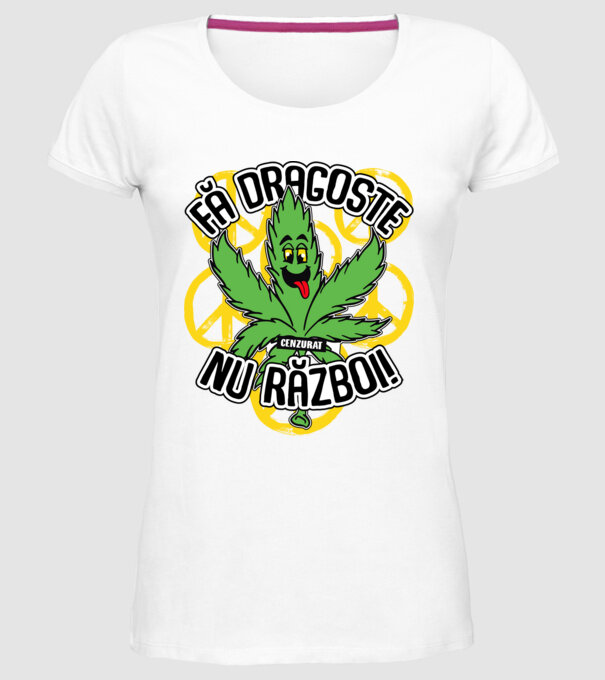 fă dragoste, nu război! (cenzurat) model alb pe tricou