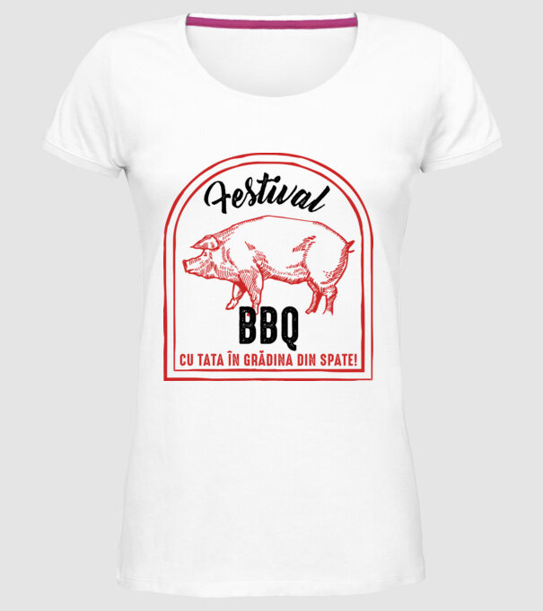 Festival BBQ - cu tata în grădina din spate! model alb pe tricou