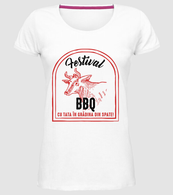 Festival BBQ - cu tata în grădina din spate! model alb pe tricou