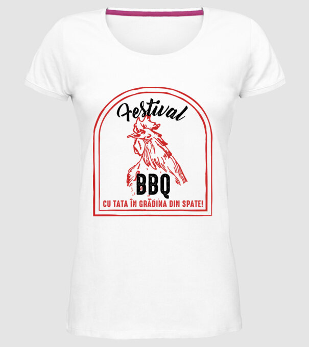 Festival BBQ - cu tata în grădina din spate! model alb pe tricou