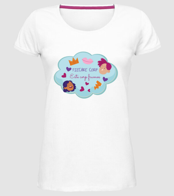 Fiecare corp model alb pe tricou