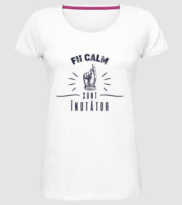 Fii calm, sunt ÎNOTĂTOR model alb pe tricou