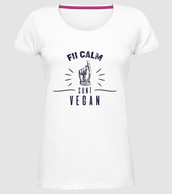 fii calm, sunt VEGAN model alb pe tricou