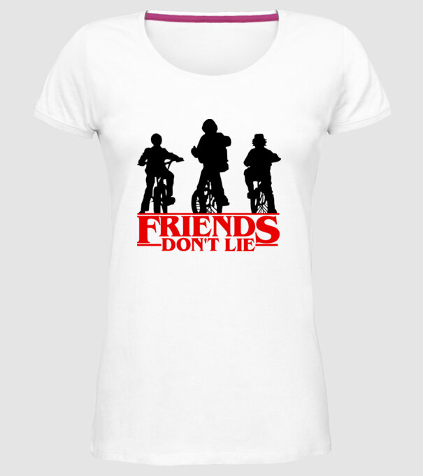 friends dont lie bicycle model alb pe tricou