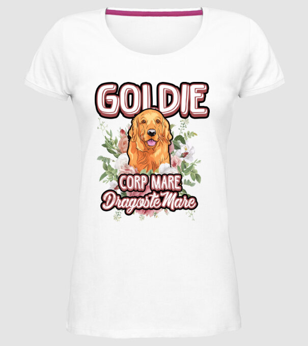 Goldie picioare mici dragoste mare model alb pe tricou