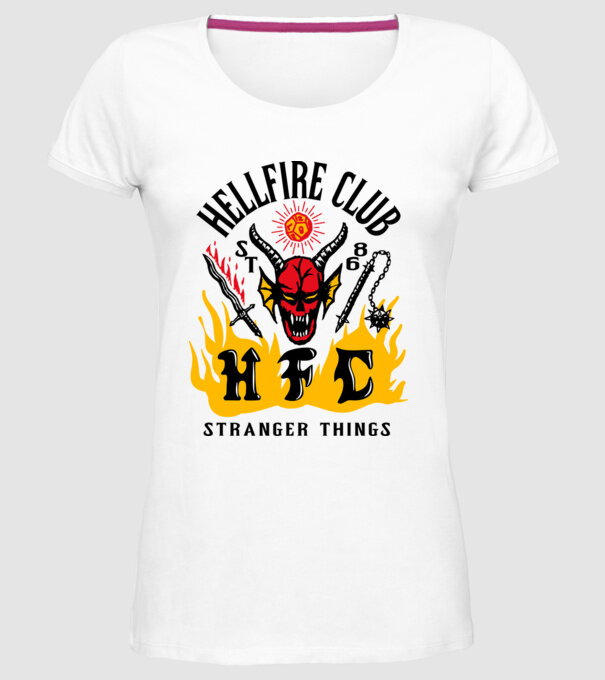 hellfire club 86 stranger things model alb pe tricou