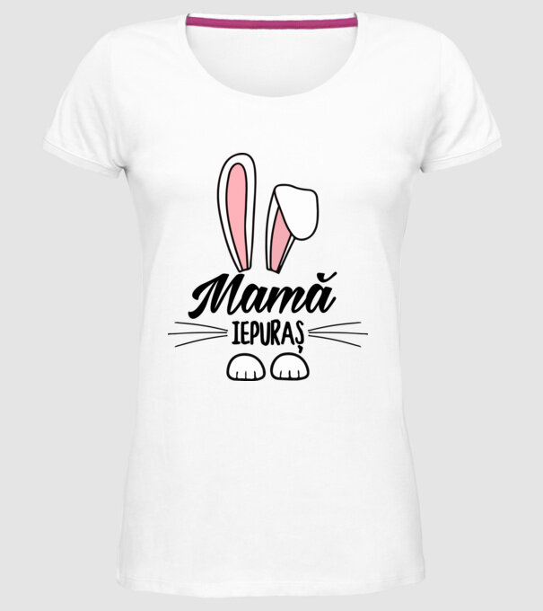 iepuraș mamă model alb pe tricou