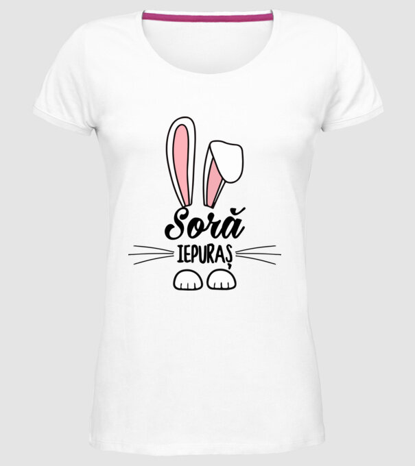 iepuraș soră model alb pe tricou