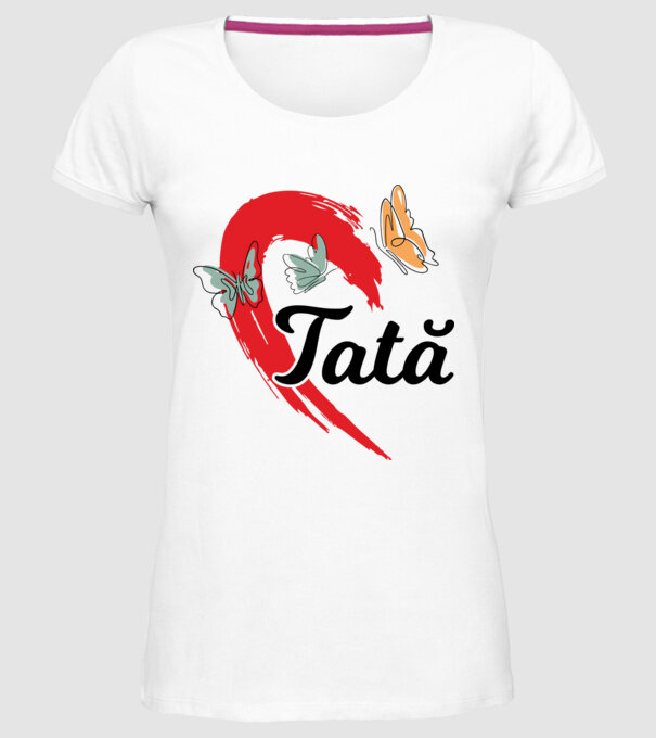Tată model alb pe tricou