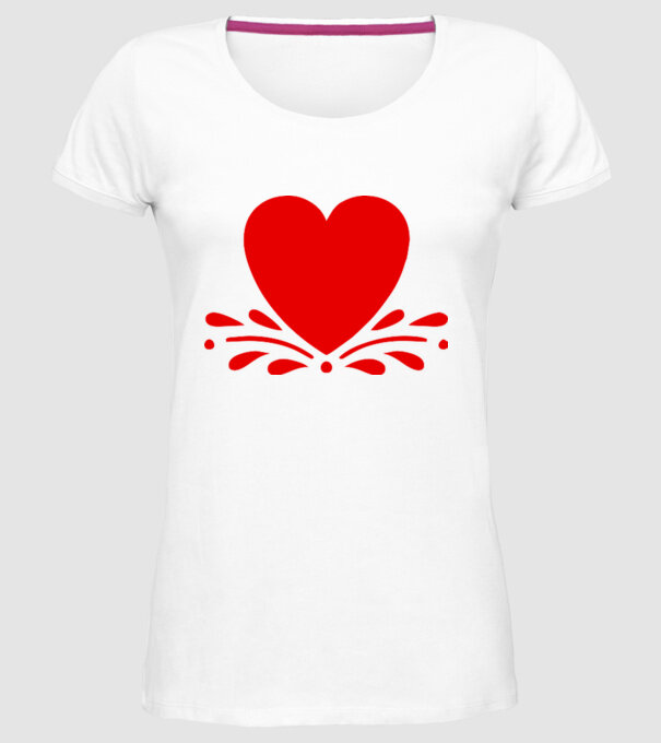 inimă Valentine model alb pe tricou