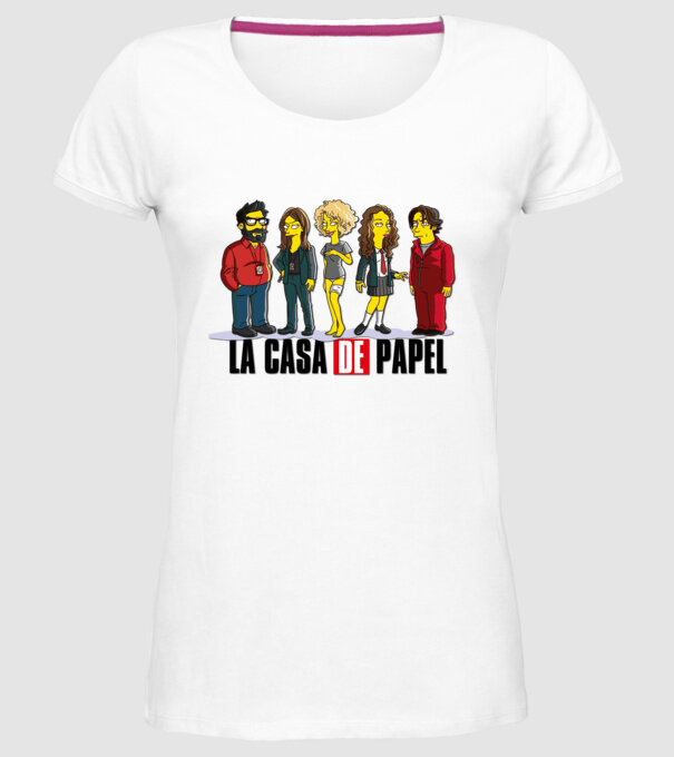 la casa de papel simpson model alb pe tricou