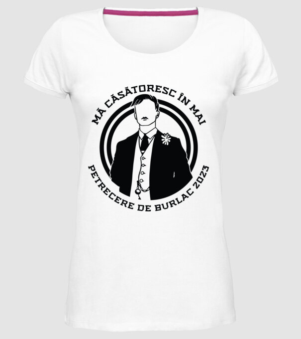 mă căsătoresc în mai - petrecere de burlac model alb pe tricou