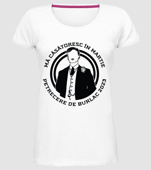 mă căsătoresc în martie - petrecere de burlac model alb pe tricou