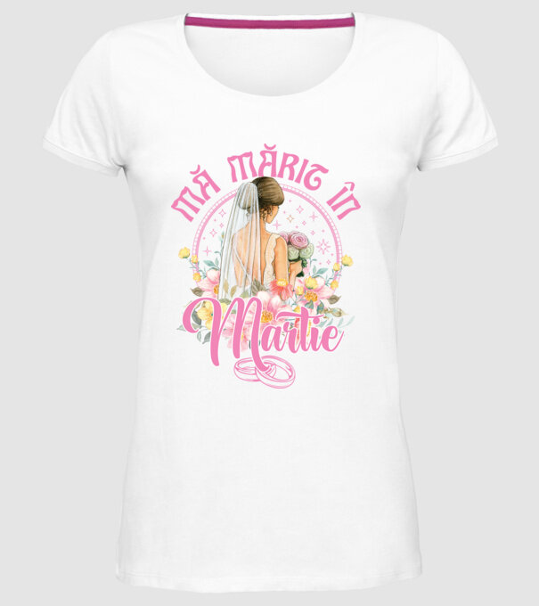 mă mărit - în martie model alb pe tricou