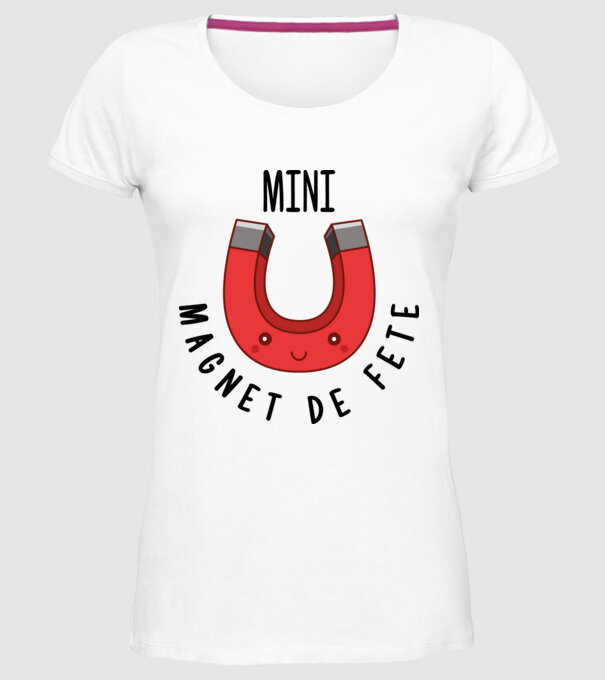 Mini magnet de fete model alb pe tricou