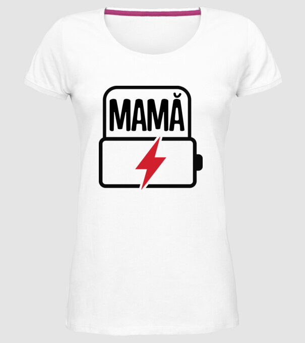 Mamă la încărcat model alb pe tricou