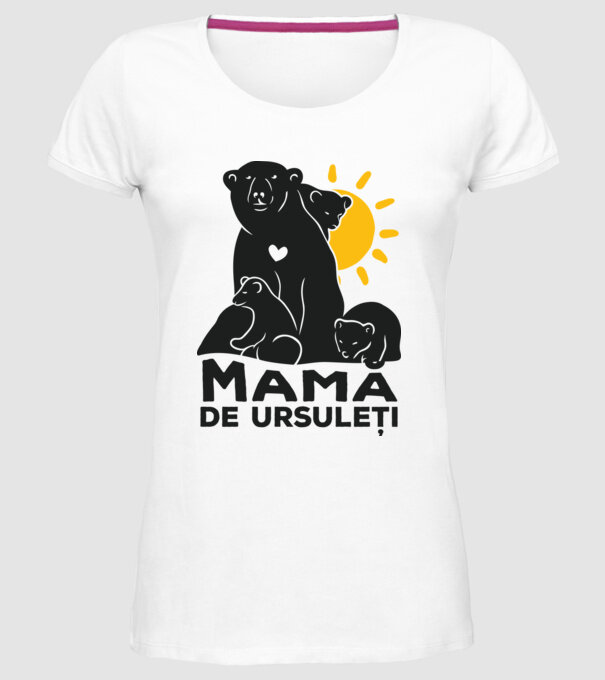 Mamă de ursuleți model alb pe tricou