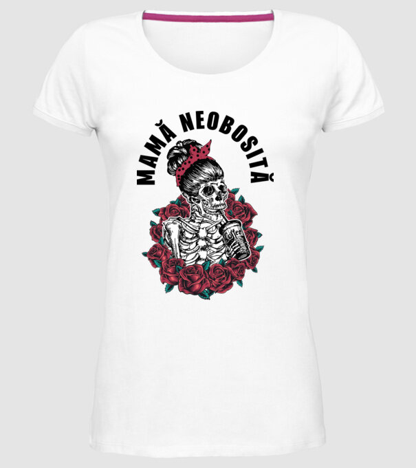 Mamă neobosită model alb pe tricou