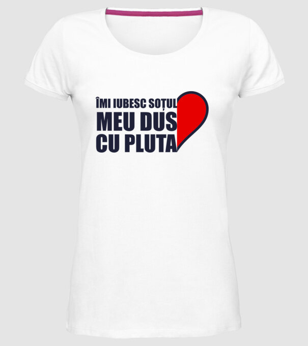 Îmi iubesc soțul meu dus cu pluta model alb pe tricou