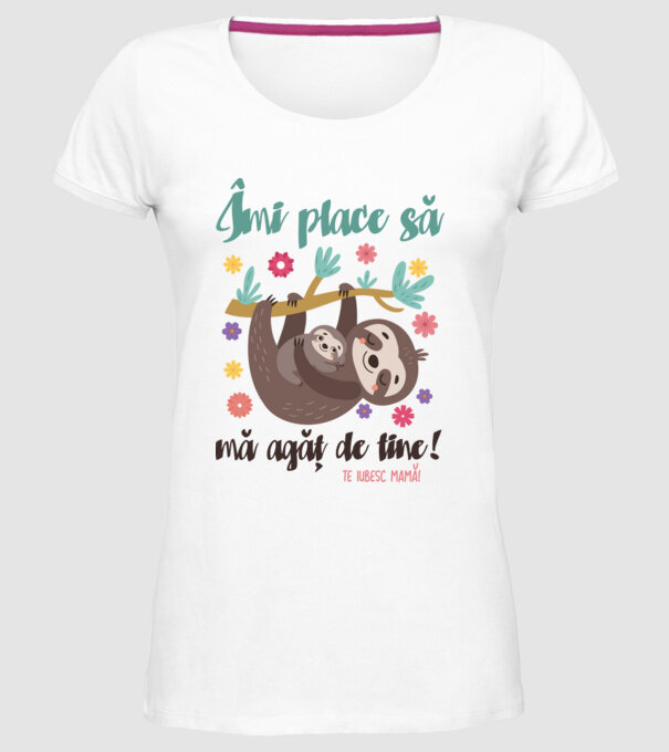 Îmi place că te agăți de mine! model alb pe tricou