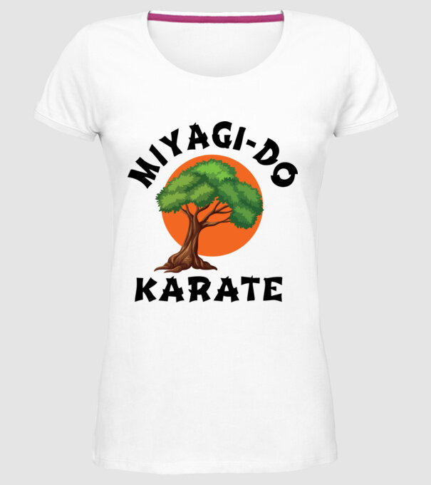 Miyagi-do karate logo model alb pe tricou