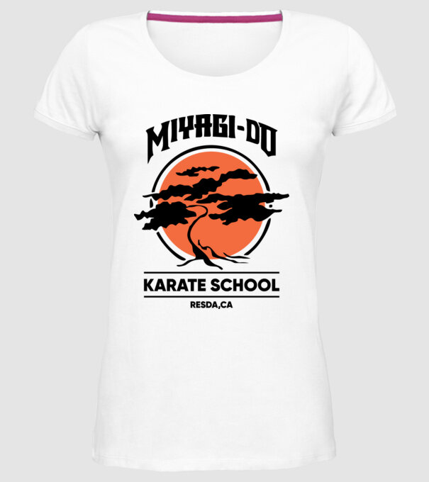 Miyagi-do karate school model alb pe tricou