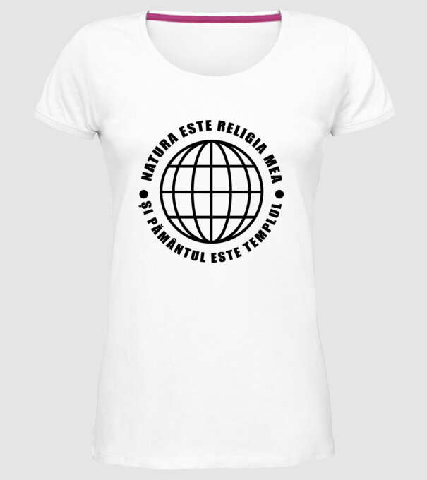 Natura este religia mea model alb pe tricou