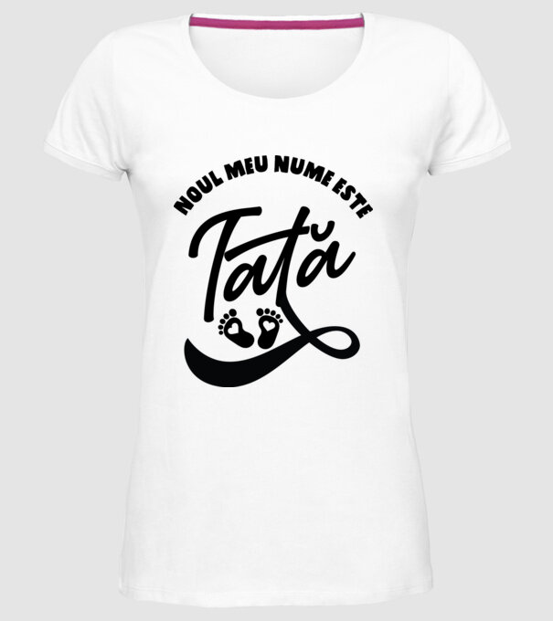 Noul meu nume este Tată model alb pe tricou