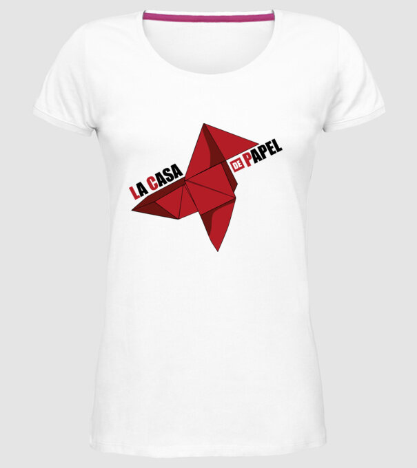 origami la casa de papel white model alb pe tricou