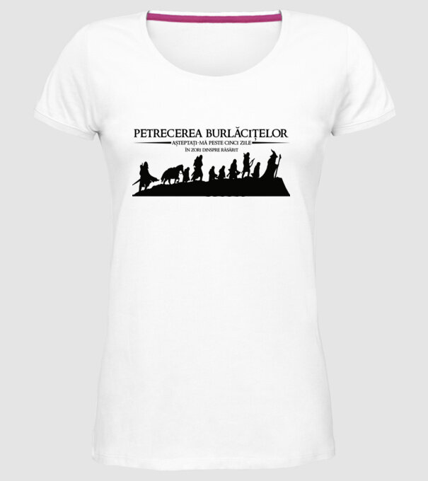 petrecerea burlăcițelor - așteptați-mă peste cinci zile - în zori dinspre răsărit model alb pe tricou