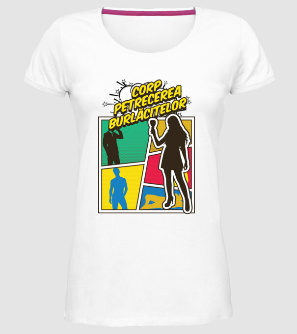 corp petrecerea burlăcitelor model alb pe tricou