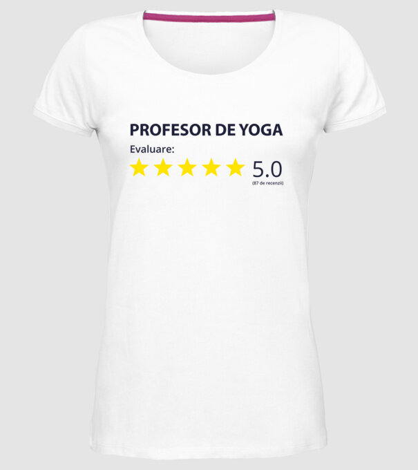 profesor de yoga evaluare model alb pe tricou
