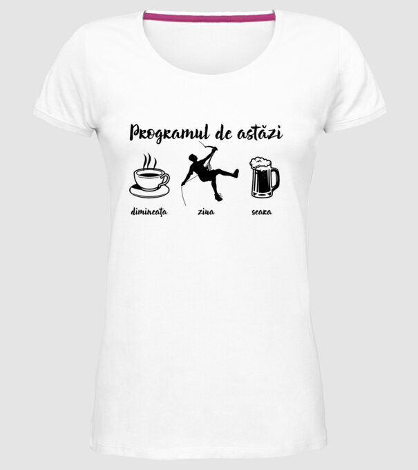 programul de astăzi: dimineața, ziua, seara model alb pe tricou