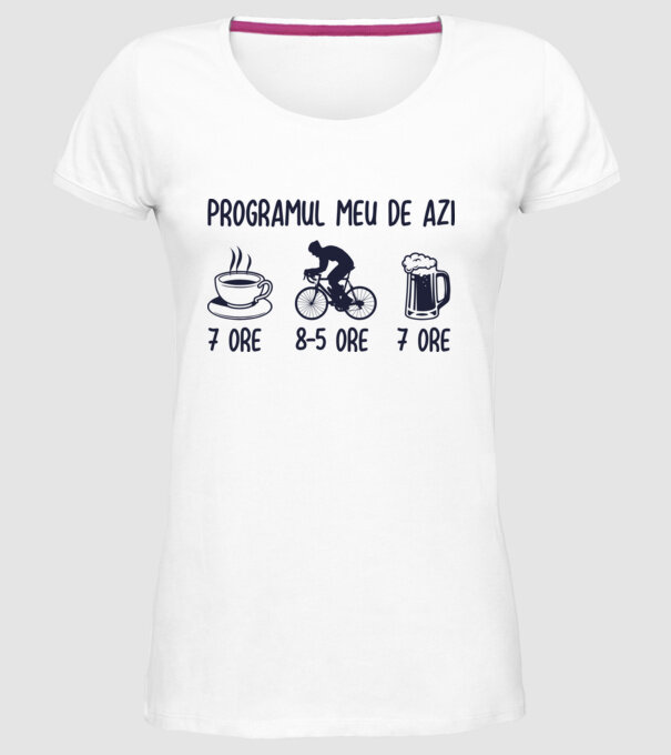 Programul meu de azi: 7 ore, 8-5 ore, 7 ore model alb pe tricou