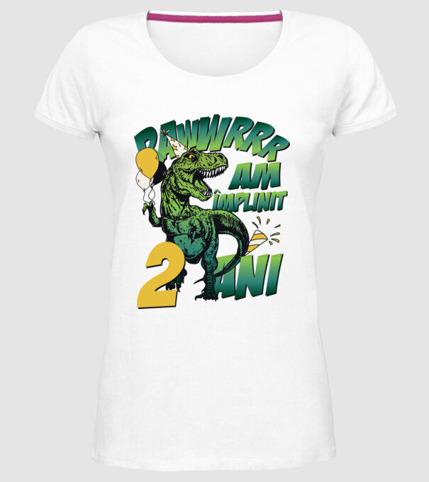 Rawr Am împlinit 2 ani model alb pe tricou