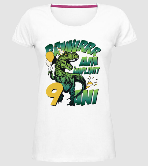 Rawr Am împlinit 9 ani model alb pe tricou